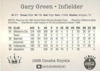 1995 Multi-Ad Omaha Royals #NNO Gary Green Back