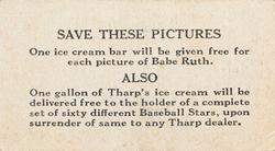 1928 Tharp's Ice Cream (F50) #8 Herb Pennock Back