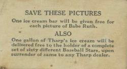 1928 Tharp's Ice Cream (F50) #26 Lou Gehrig Back