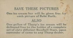 1928 Tharp's Ice Cream (F50) #28 Tris Speaker Back