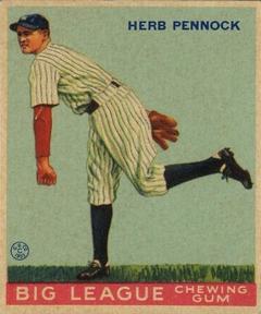 1934 World Wide Gum (V354) #16 Herb Pennock Front