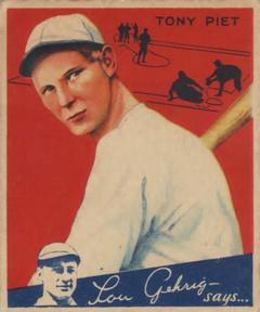 1934 World Wide Gum (V354) #63 Tony Piet Front
