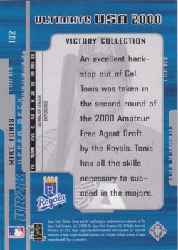 2000 Upper Deck Ultimate Victory - Victory Collection #102 Mike Tonis  Back