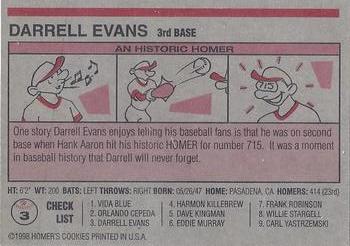 1998 Homers Cookies #3 Darrell Evans Back