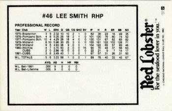 1982 Red Lobster Chicago Cubs #NNO Lee Smith Back