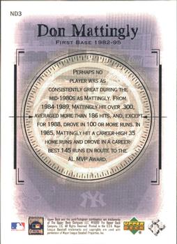 2000 Upper Deck Yankees Legends - The New Dynasty #ND3 Don Mattingly  Back