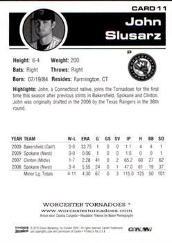 2010 Choice Worcester Tornadoes #11 John Slusarz Back