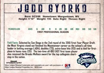 2010 Grandstand Eugene Emeralds #NNO Jedd Gyorko Back