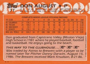 1988 Topps Traded #7T Don August Back