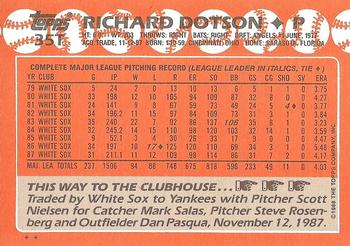 1988 Topps Traded #35T Richard Dotson Back