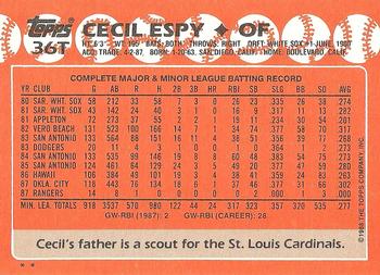 1988 Topps Traded #36T Cecil Espy Back