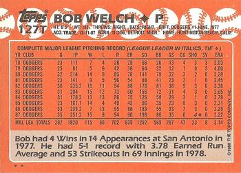 1988 Topps Traded #127T Bob Welch Back