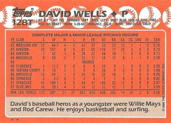 1988 Topps Traded #128T David Wells Back