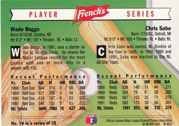 1992 French's #14 Wade Boggs / Chris Sabo Back