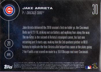 2016 Topps Now #30 Jake Arrieta Back