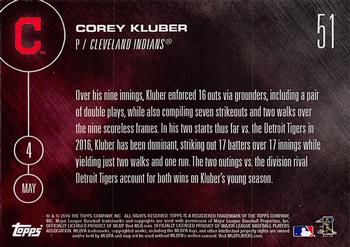 2016 Topps Now #51 Corey Kluber Back