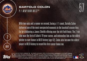 2016 Topps Now #57 Bartolo Colon Back