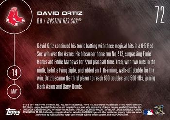 2016 Topps Now #72 David Ortiz Back