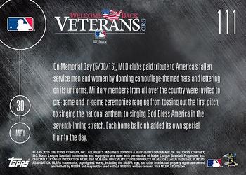 2016 Topps Now #111 MLB Honors American Troops Back