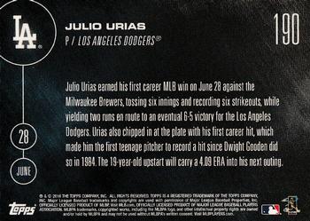 2016 Topps Now #190 Julio Urias Back