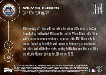 2016 Topps Now #354 Wilmer Flores Back