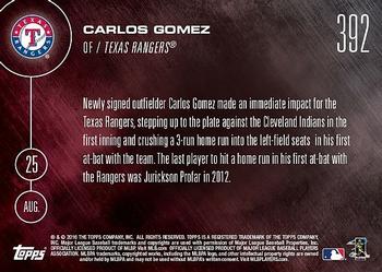 2016 Topps Now #392 Carlos Gomez Back