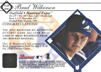 2001 Bowman - Futures Game Relics #FGR-BW Brad Wilkerson Back