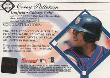 2001 Bowman - Futures Game Relics #FGR-CP Corey Patterson Back