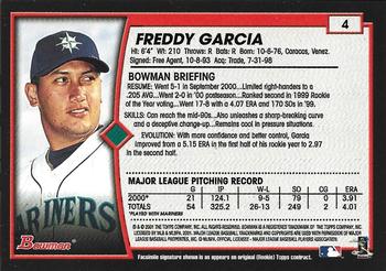 2001 Bowman - Gold #4 Freddy Garcia Back