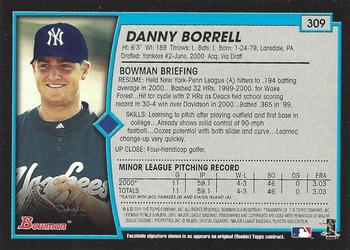 2001 Bowman - Gold #309 Danny Borrell Back