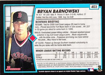 2001 Bowman - Gold #403 Bryan Barnowski Back
