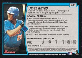 2001 Bowman - Gold #430 Jose Reyes Back