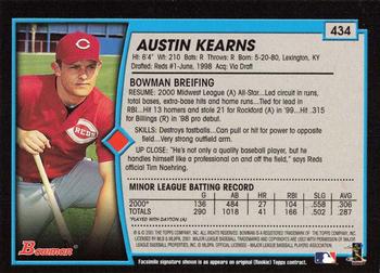 2001 Bowman - Gold #434 Austin Kearns Back