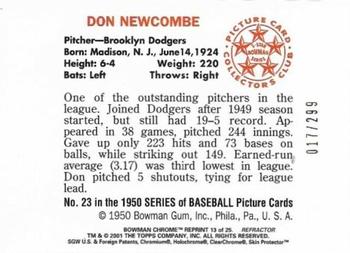 2001 Bowman Chrome - Rookie Reprints Refractors #13 Don Newcombe  Back