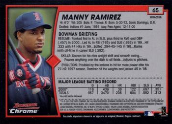 2001 Bowman Chrome - X-Fractors #65 Manny Ramirez  Back