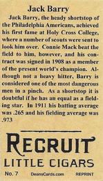 2014 Dean's Reprints Brown Backgrounds (T207) reprint #7 Jack Barry Back
