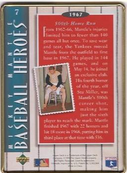 1995 Upper Deck Baseball Heroes Mickey Mantle 8-Card Tin #7 1967 - 500th Home Run Back