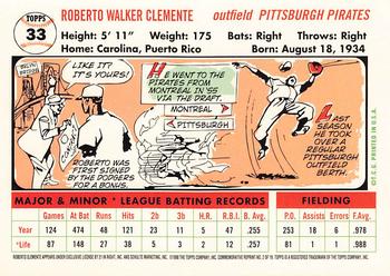 1998 Topps - Roberto Clemente Commemorative Reprints #2 Roberto Clemente Back