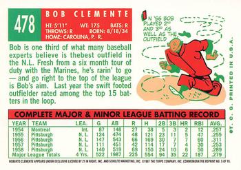 1998 Topps - Roberto Clemente Commemorative Reprints #5 Bob Clemente Back