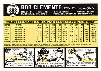 1998 Topps - Roberto Clemente Commemorative Reprints #7 Bob Clemente Back