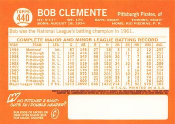 1998 Topps - Roberto Clemente Commemorative Reprints #10 Bob Clemente Back