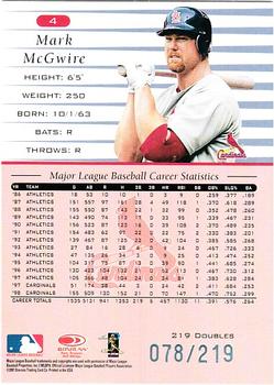2001 Donruss - 1999 Retro Stat Line Career #4 Mark McGwire Back
