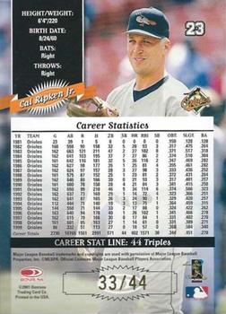 2001 Donruss - 2000 Retro Stat Line Career #23 Cal Ripken Jr. Back