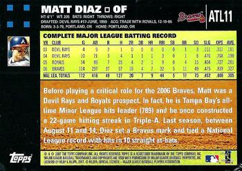 2007 Topps Atlanta Braves #ATL11 Matt Diaz Back