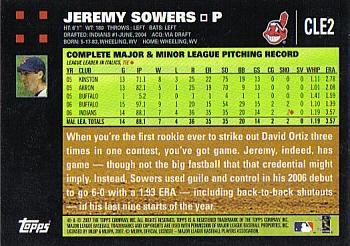 2007 Topps Cleveland Indians #CLE2 Jeremy Sowers Back