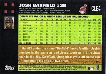 2007 Topps Cleveland Indians #CLE4 Josh Barfield Back