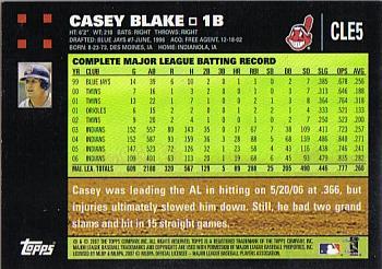 2007 Topps Cleveland Indians #CLE5 Casey Blake Back