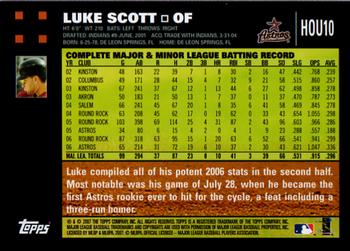 2007 Topps Houston Astros #HOU10 Luke Scott Back