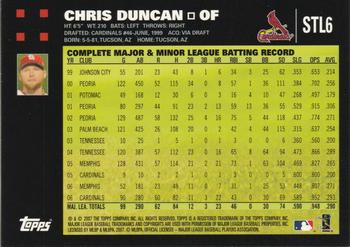 2007 Topps St. Louis Cardinals #STL6 Chris Duncan Back