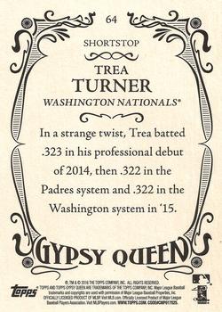 2016 Topps Gypsy Queen - Framed Blue #64 Trea Turner Back